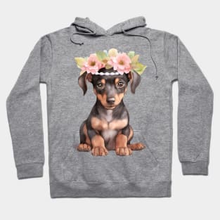 Watercolor Doberman Pinscher Dog with Head Wreath Hoodie